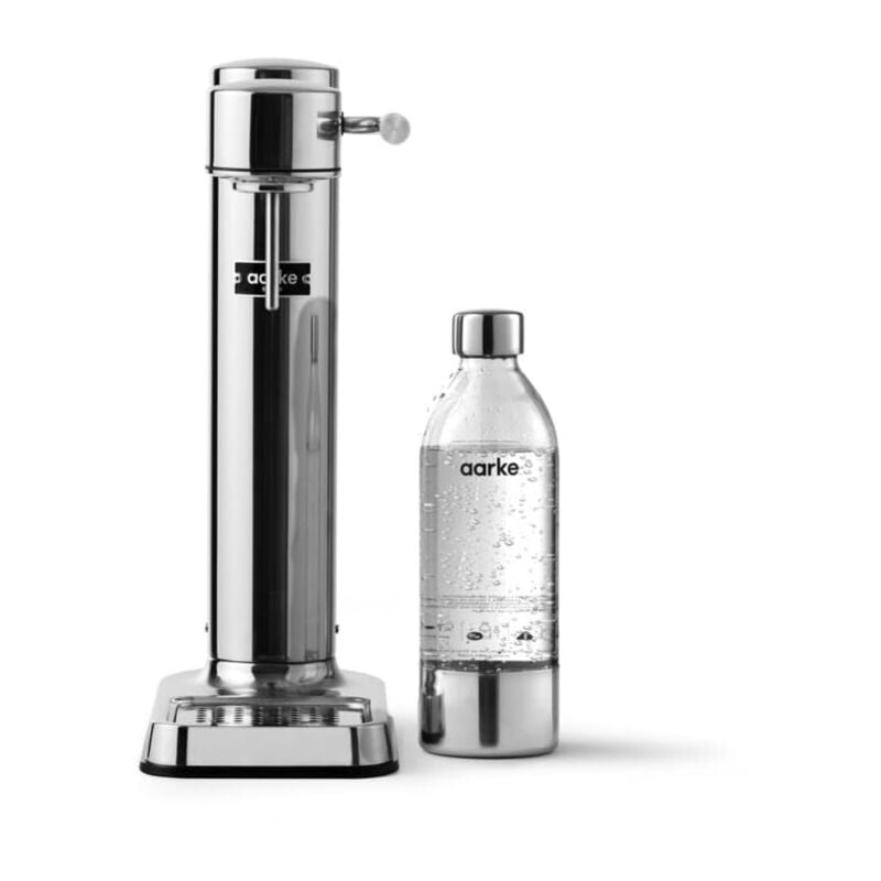 foto del prodotto carbonator 3 gasatore d acqua e bottiglia, finitura acciaio aarke