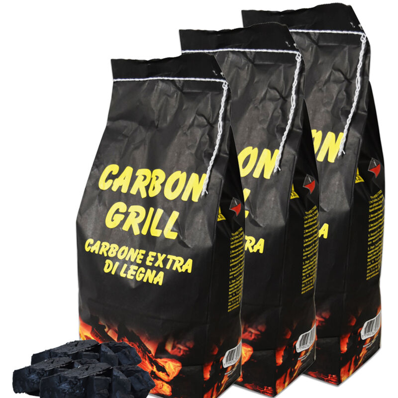 foto del prodotto carbone extra di legna 3 confezioni totale 9 kg