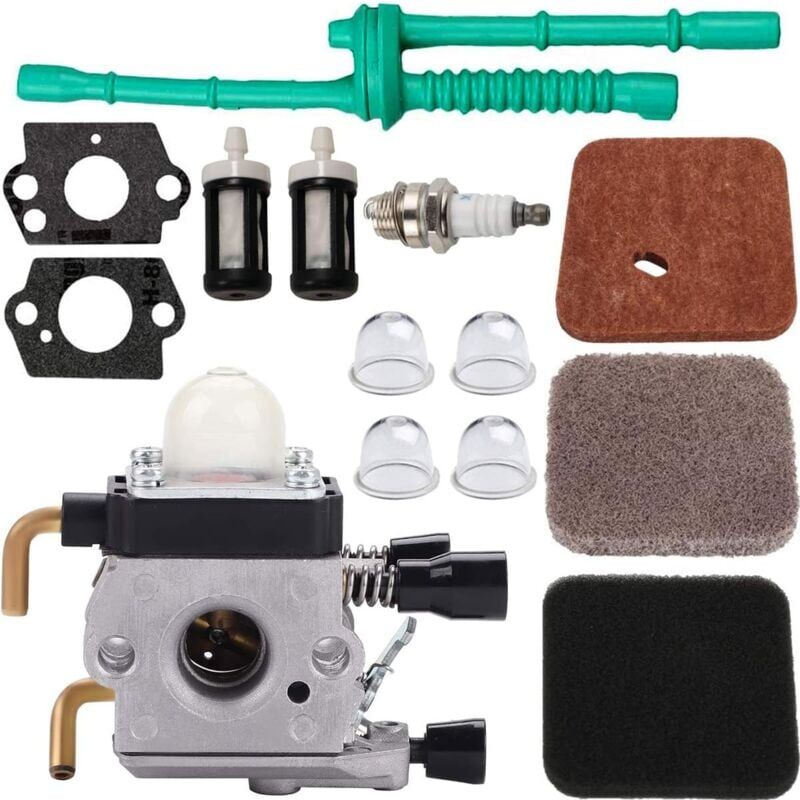 foto del prodotto carburateur c1q s97 pour stihl fs55 fs55r fs55c fs45 fs75 fs80 fs85 hs75 coupe bordure c1q s143 c1q s153 c1q s186 a b, avec kit de conduite de