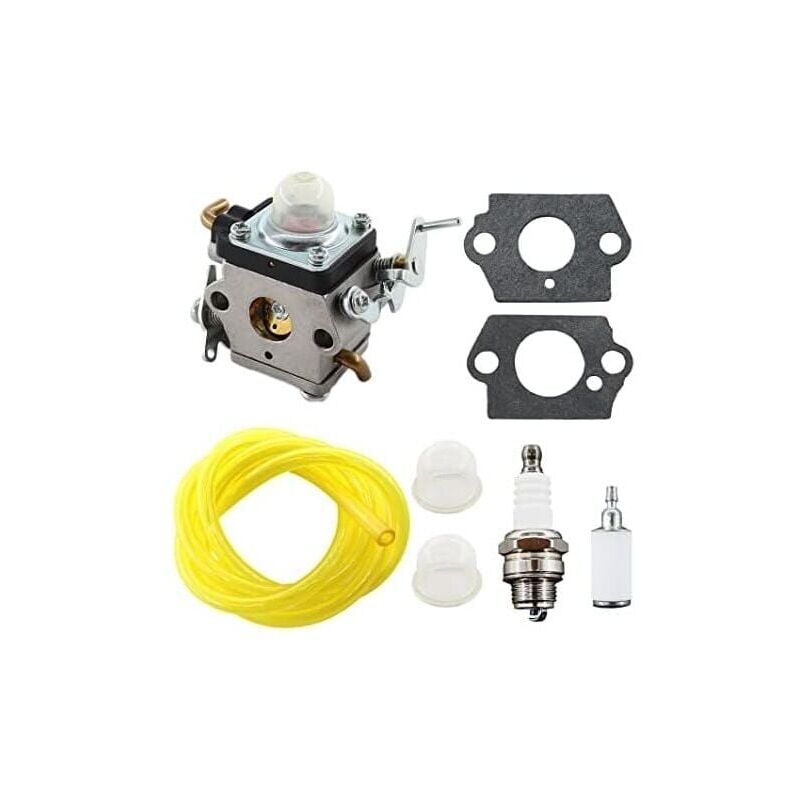 foto del prodotto carburatore 122 con candela, tubo carburante per husqvarna 122c 122ldx 122lk 22cc 574386701 581734301, guarnizione per pompetta di adescamento filtro
