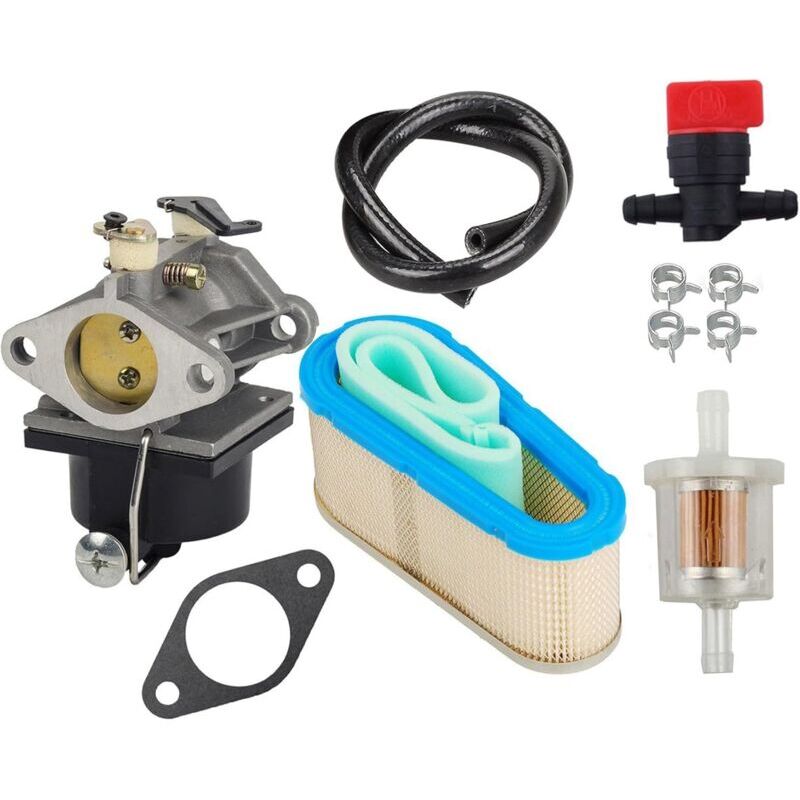 foto del prodotto carburatore, con filtro aria 36356, valvola di intercettazione, filtro carburante, tubo carburante, per tecumseh ohv125, ohv130 e ohv135, modello