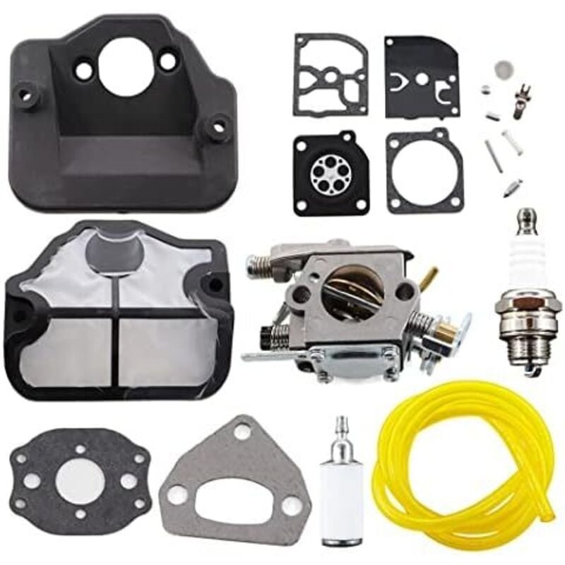 foto del prodotto carburatore con filtro dell'aria, kit di riparazione della membrana della candela per motosega husqvarna 36 41 136 137 141 142 137e 142e sostituisce zama c1q-w29e