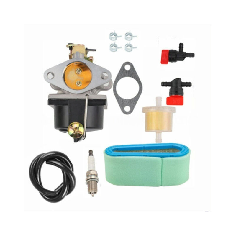 foto del prodotto carburatore, filtro carburante e tubo carburante per motore tecumseh 640065a 640065, compatibile con i modelli di tosaerba ohv110, ohv115, ohv120,