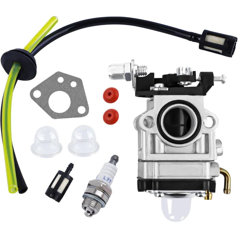 foto del prodotto carburatore per motore decespugliatore 52cc 49cc 43cc, kit carburatore con guarnizione, tubo flessibile, candela e filtro carburante