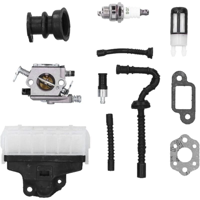 foto del prodotto carburatore per motosega, kit carburatore con guarnizione carburatore, candela, filtro aria, tubo olio per 021 023 025 ms210 ms230 ms250 250 1123 120