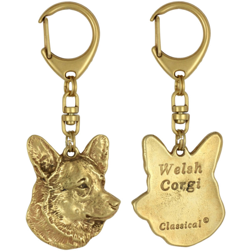 foto del prodotto cardigan welsh corgi portachiavi per cani placcato oro, decorazione per borsa, accessorio di lusso di art dog