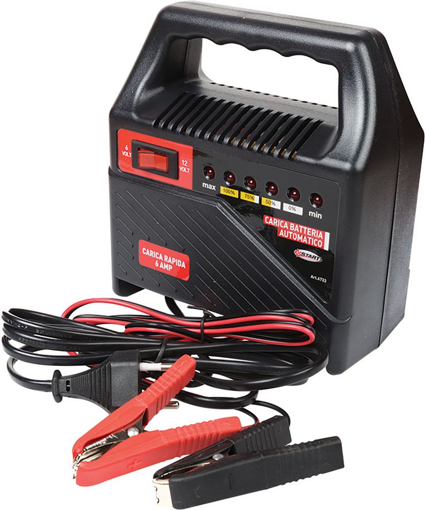 foto del prodotto carica batteria 6ah 12v auto input ac 230v 70hz 101w 4,2a