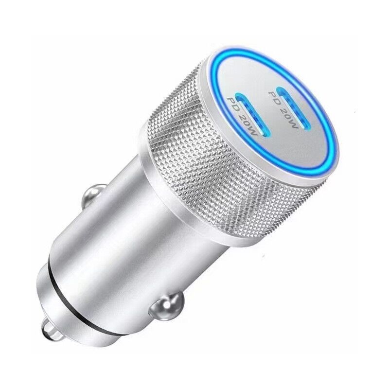 foto del prodotto caricabatteria da auto con 2 usb c pd , presa accendisigari usb da 40 w per ricarica rapida, alimentatore 12 v 24 v, compatibile con telefoni