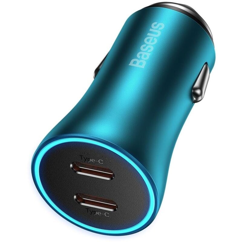 foto del prodotto caricabatteria da auto golden contactor pro 2x usb c 40w blu
