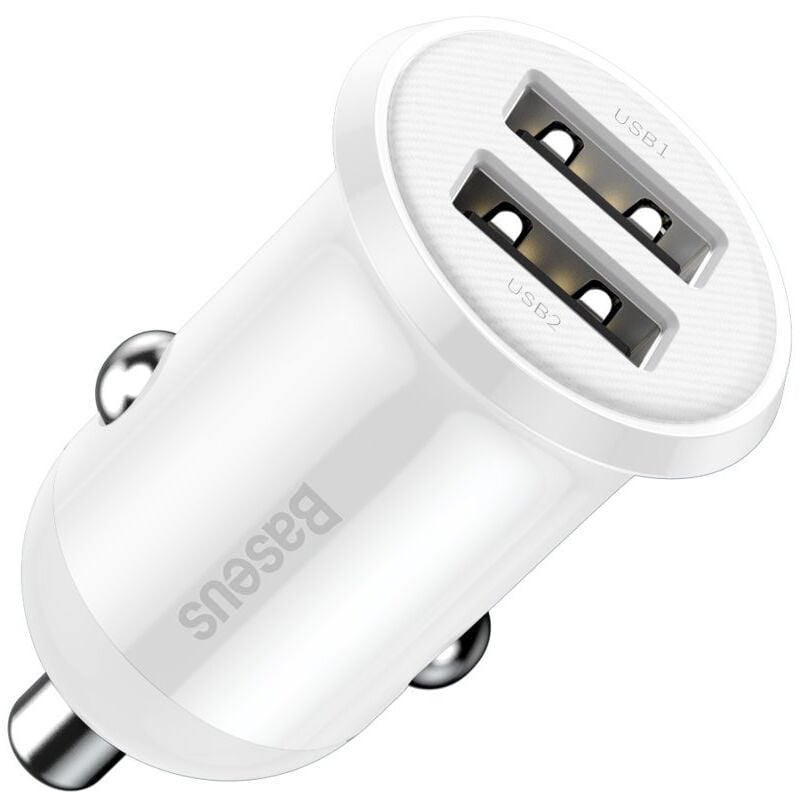 foto del prodotto caricabatteria da auto grain pro 2x usb 4.8a per presa accendisigari, bianco