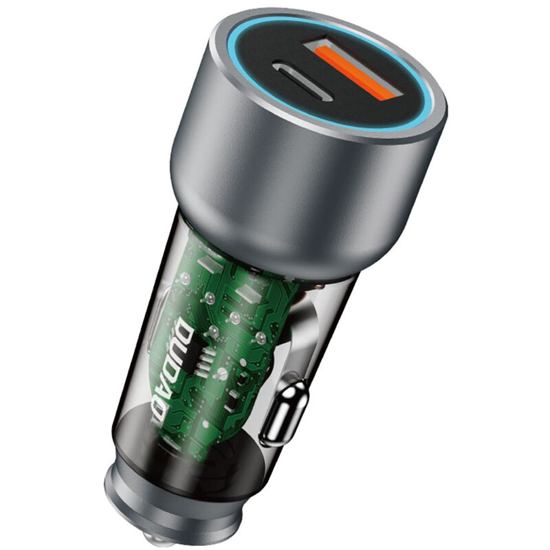 foto del prodotto caricabatteria da auto usb c r4t 30w usb a grigio