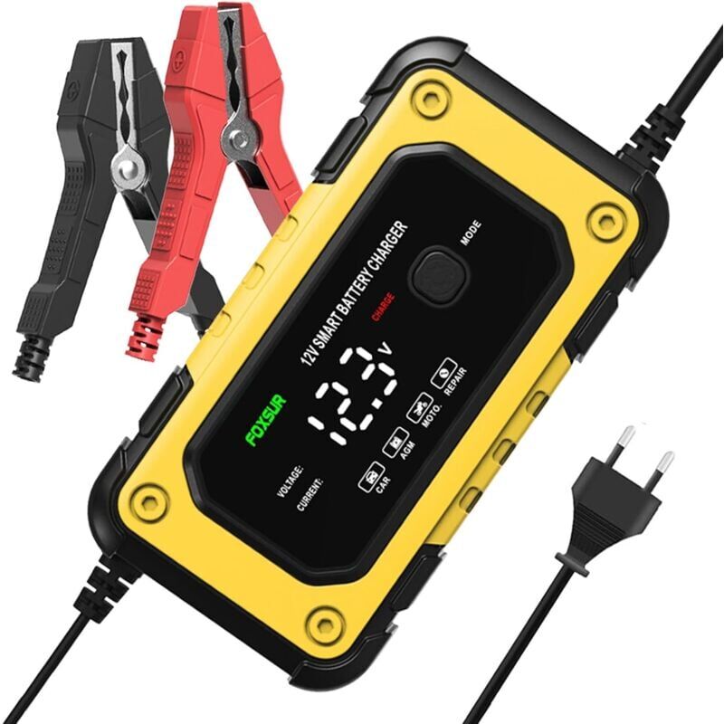 foto del prodotto caricabatteria intelligente per auto e moto ymyny 12v 6a, mantenitore automatico della batteria per auto, moto e camion