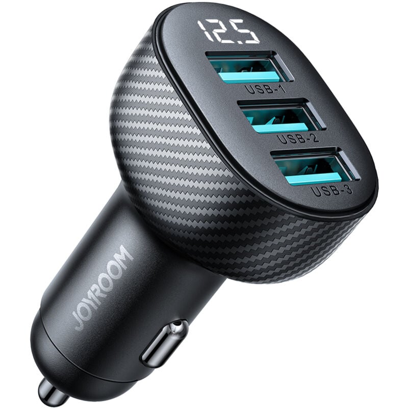 foto del prodotto caricabatteria per auto da 3,4 a con 3 display usb a, nero
