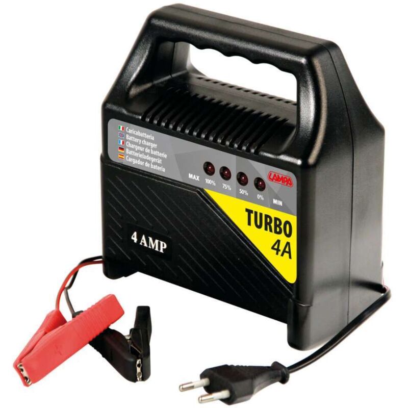foto del prodotto caricabatteria turbo 4 a 12v protezione sovraccarica lampa
