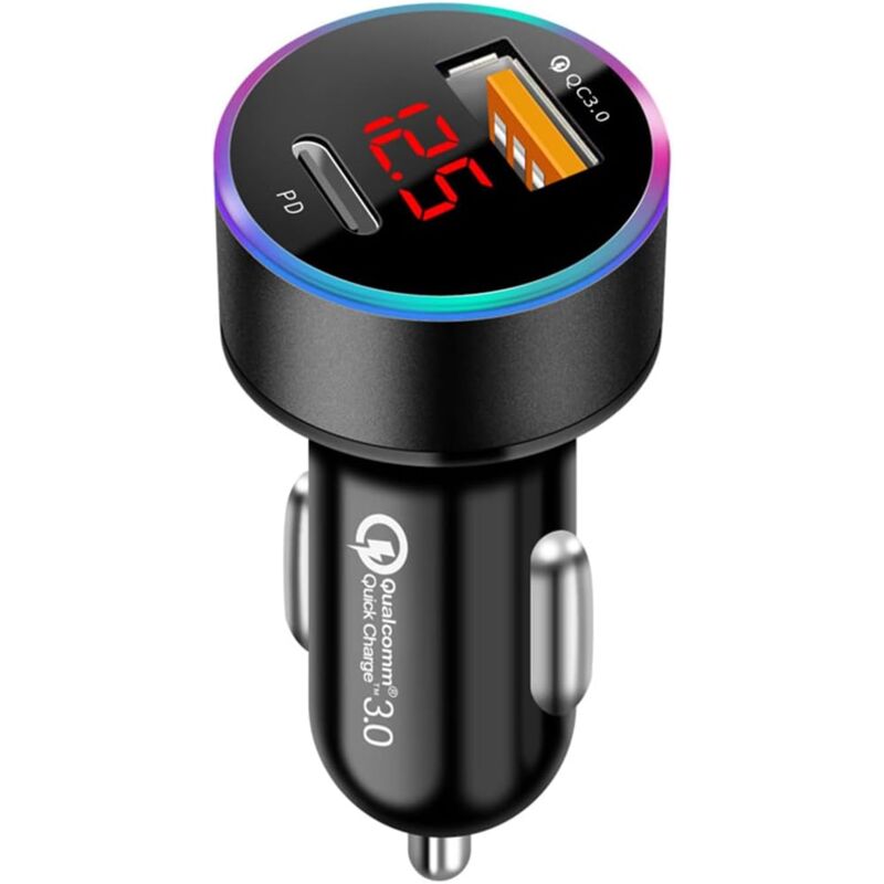 foto del prodotto caricabatteria usb c per accendisigari pd e qc3.0 caricatore rapido per auto adattatore usb a per accendisigari per telefono 13 12 11 pro max x xr