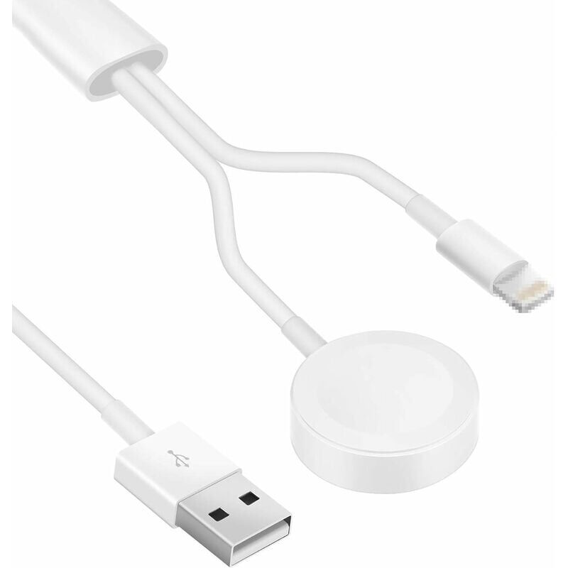 foto del prodotto caricabatterie 2 in 1 per iphone e apple watch, cavo lightning e cavo di ricarica magnetico per apple watch pad air mini