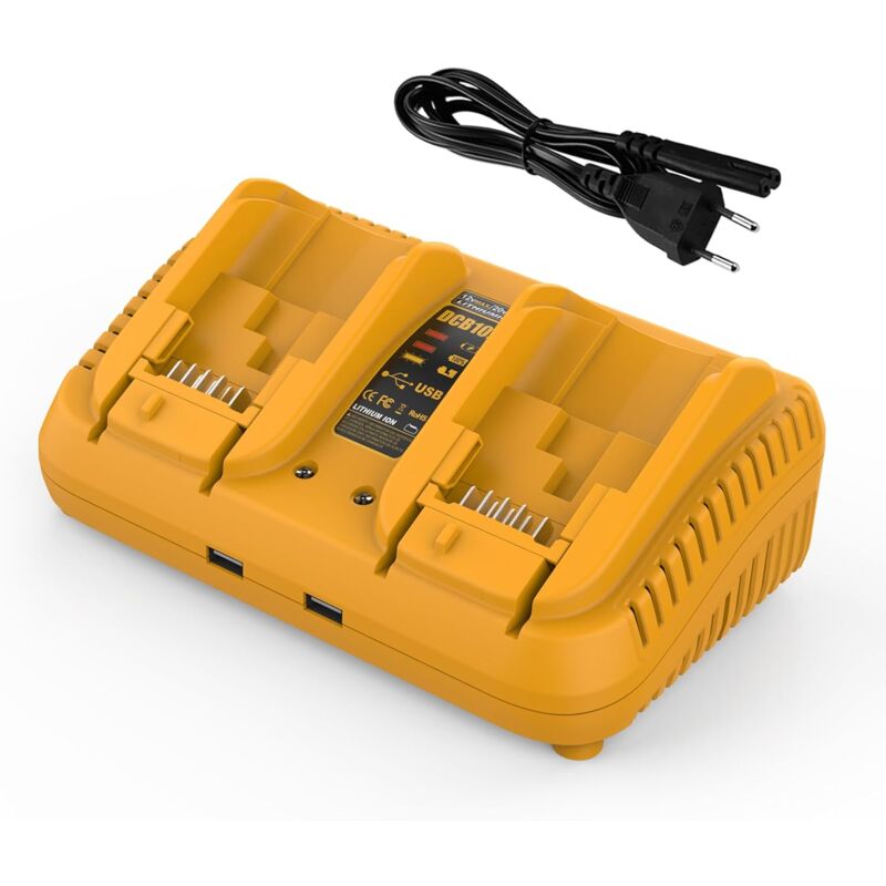foto del prodotto caricabatterie a doppia porta da 12 v 18 v sostitutivo per caricabatterie dcb102 compatibile con batterie da 18 v e 12 v max batteria non inclusa 