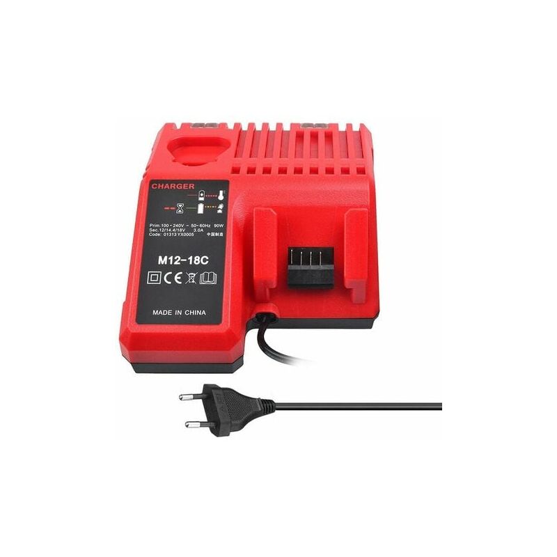 foto del prodotto caricabatterie agli ioni di litio m12 18c per batterie milwaukee 12v, 14,4v e 18v compatibile con c1418c e altro.