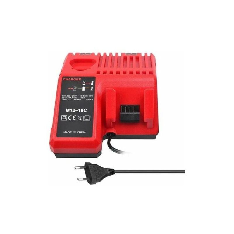 foto del prodotto caricabatterie agli ioni di litio m12 18c per batterie milwaukee da 12 v, 14,4 v e 18 v, compatibile con c1418c e altre.