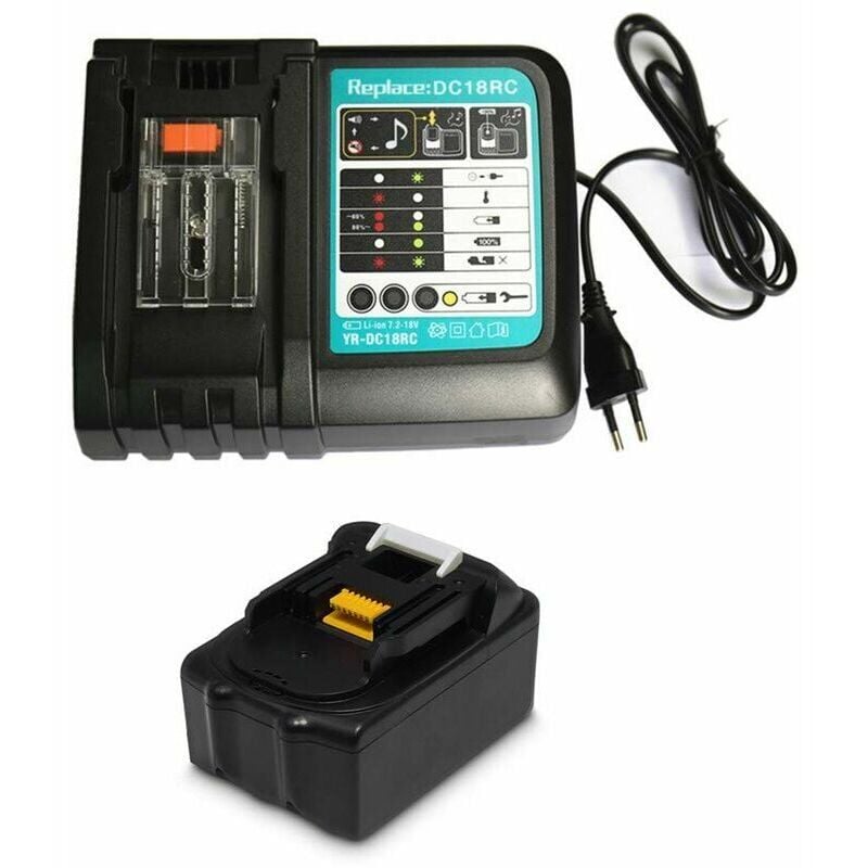 foto del prodotto caricabatterie akku di ricambio 14,4 v 18 v 5,0 ah per tagliasiepi makita dur181z tagliasiepi con spina europea dc18rc 3a con usb 