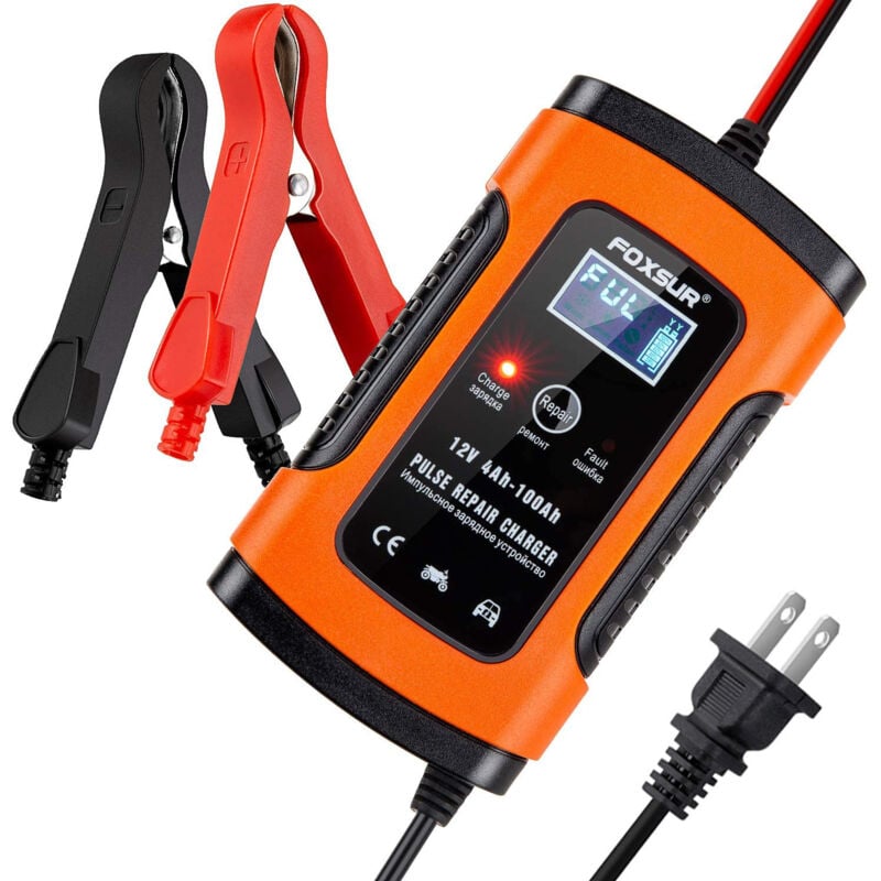 foto del prodotto caricabatterie automatico intelligente da 12 v. caricabatterie per riparazione a impulsi intelligente con display lcd per moto