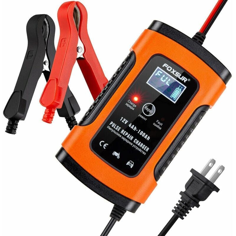 foto del prodotto caricabatterie completamente automatico da 12 v 5000 ma, cavi booster e jumper per auto, moto, quad, camper, powersport, barche e altro dpzo