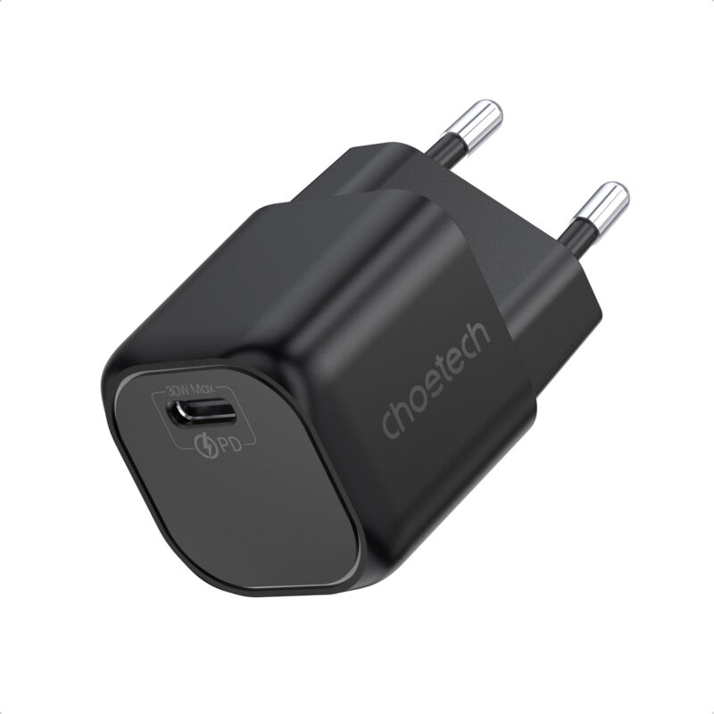 foto del prodotto caricabatterie da muro gan usb type c pd 30w nero