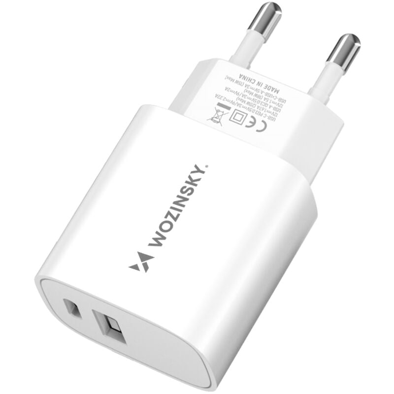 foto del prodotto caricabatterie da muro wozinsky wgwcw usb a usb c 20w bianco