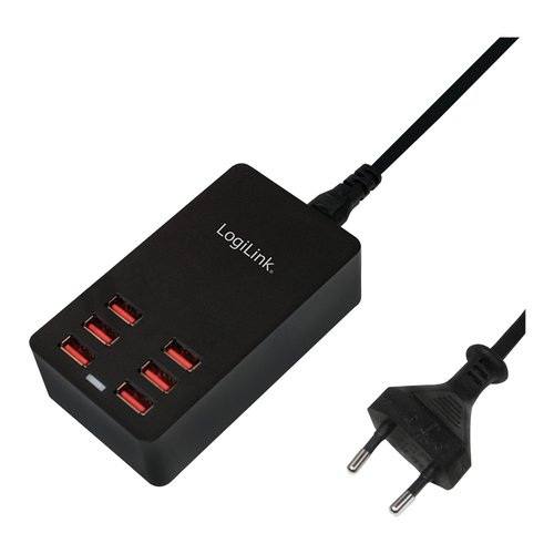 foto del prodotto caricabatterie logilink pa0139 ipw usb 6p32w black