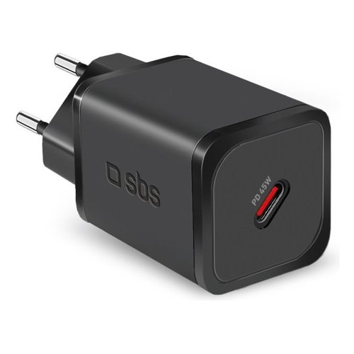 foto del prodotto caricabatterie mini wall charger usb c gan 45w black tetrgan1c45w