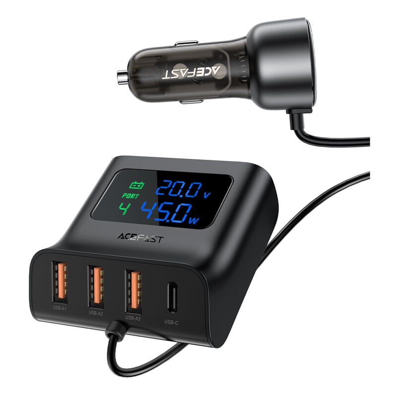 foto del prodotto caricabatterie per auto da 138 w, stazione di ricarica usb a 6 porte, nero