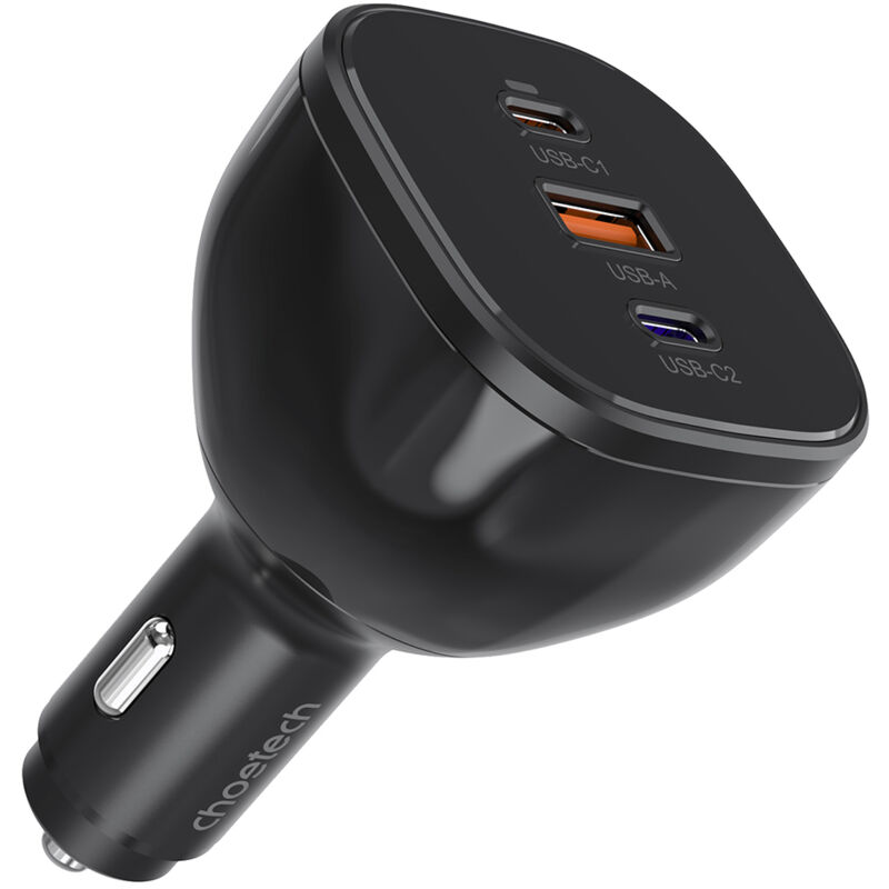 foto del prodotto caricabatterie per auto da 160 w 2x usb c pd 3.1 1x usb a nero