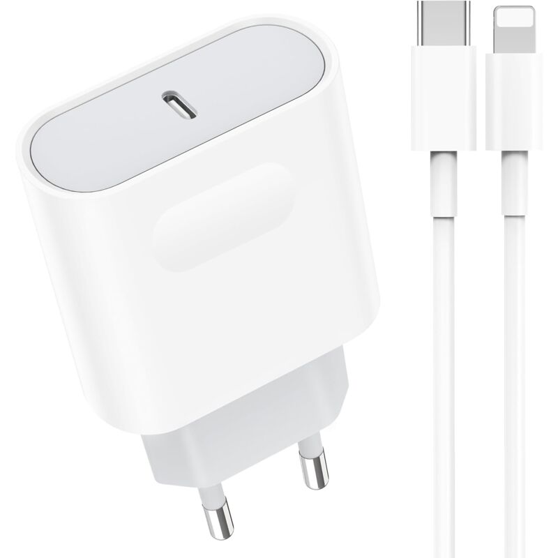 foto del prodotto caricabatterie per iphone 14 14 pro 14 pro max 14 plus 13 12 11 se mini x xs xr, caricabatterie rapido usb c da 25 w e cavo di alimentazione da