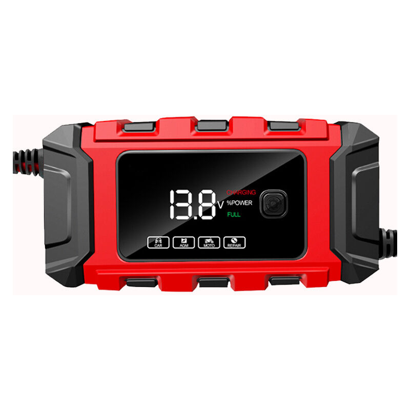foto del prodotto caricabatterie per moto 12v6a, caricabatteria per moto con funzione di riparazione automatica e display lcd, caricabatteria di mantenimento per auto,