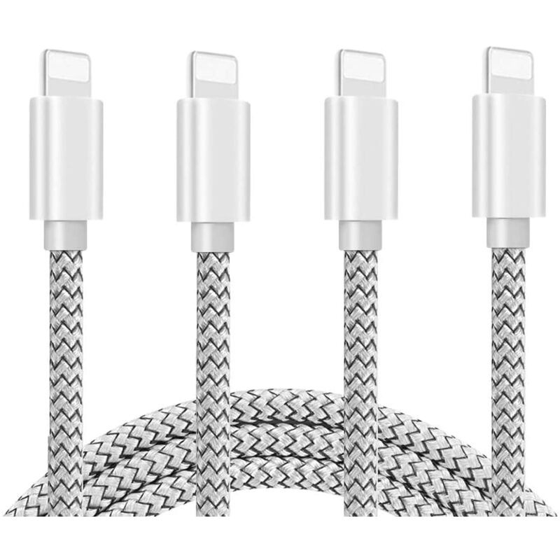 foto del prodotto caricabatterie per telefono 4pack cavo di ricarica e sincronizzazione usb intrecciato in nylon da 10 piedi compatibile con phone 11 pro max 11 pro 11