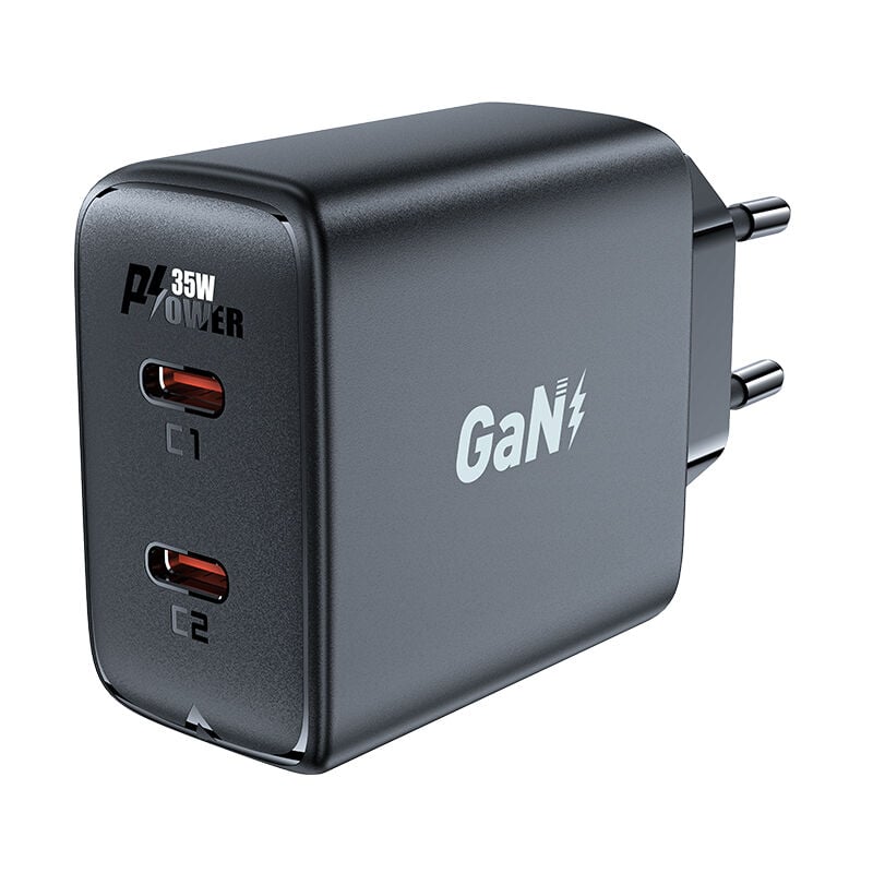 foto del prodotto caricabatterie rapido gan 35 w pd 2x usb c, nero