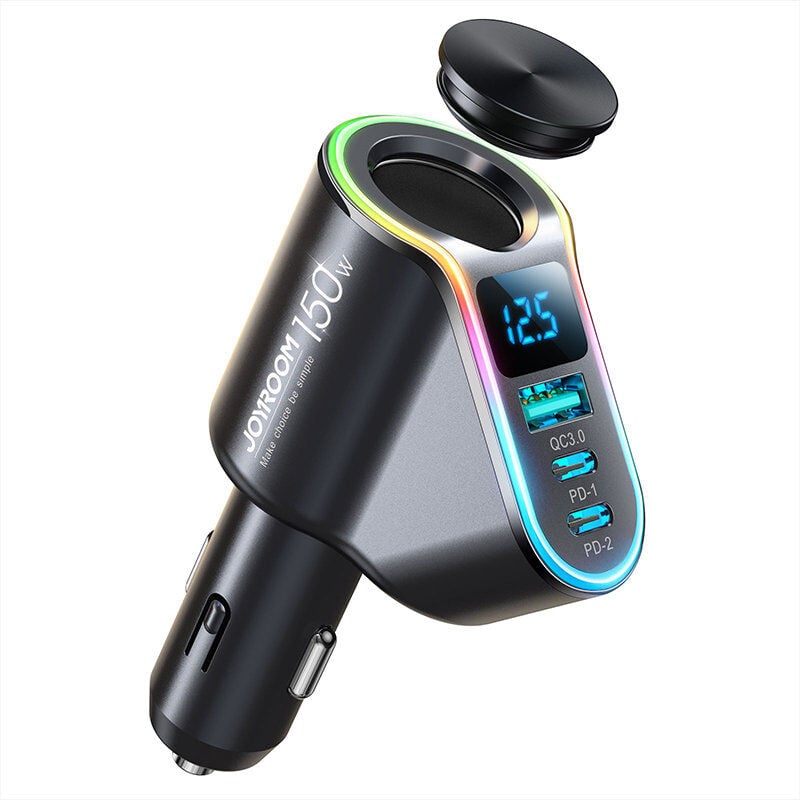 foto del prodotto caricabatterie rapido per auto 4 in 1 usb a 2x usb c pd 150 w nero