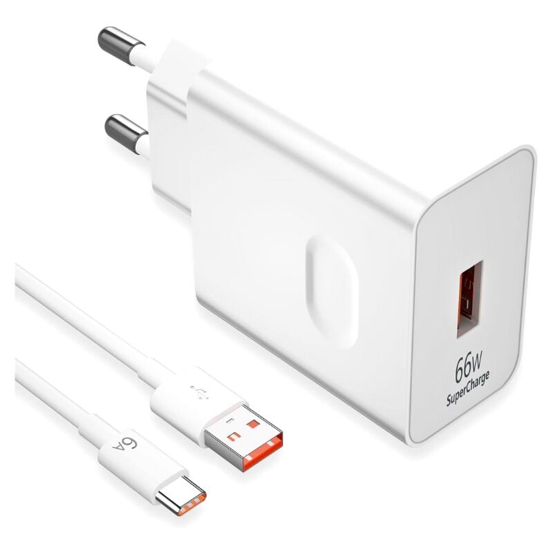 foto del prodotto caricabatterie rapido supercharge da 66 w per honor 200 lite, 90 lite, magic6 lite, caricabatterie supercharge da 66 w con cavo usb c da 6 a, 1 m,