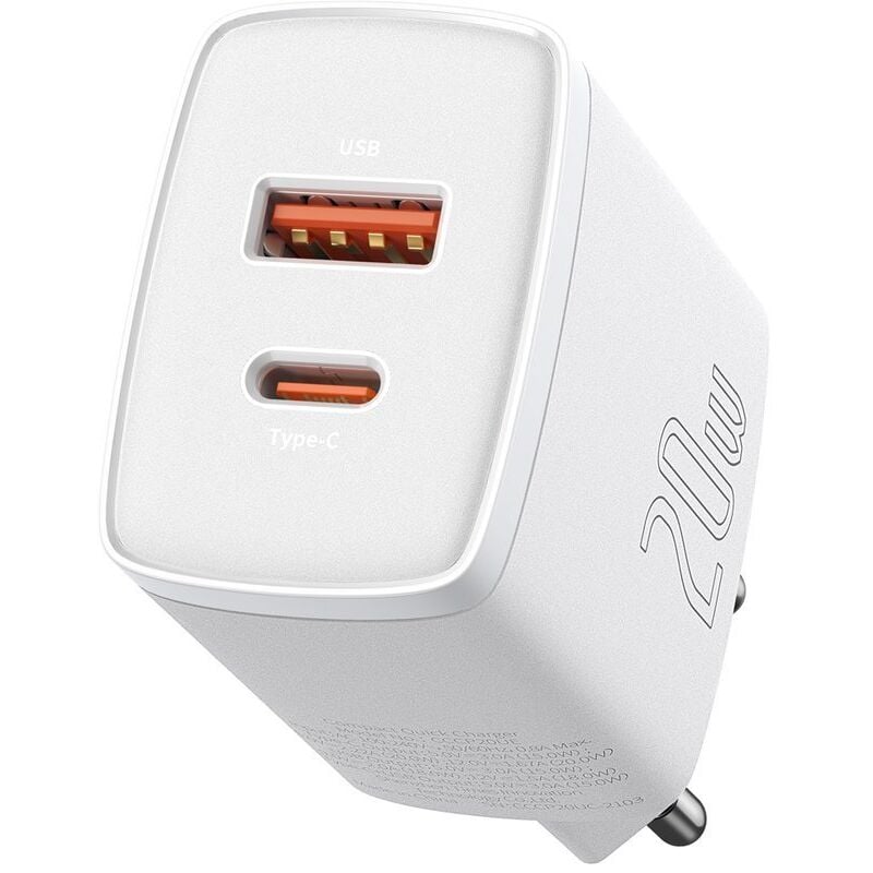 foto del prodotto caricabatterie rapido usb compatto usb c 20w 3a pd qc 3.0 bianco