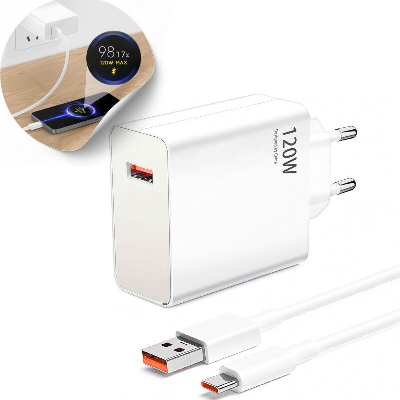 foto del prodotto caricabatterie rapido usb da 120 w per xiaomi 14t pro 13t pro 11t pro,caricabatterie turbo con cavo usb c da 6a per redmi note 13 pro 12 pro 11