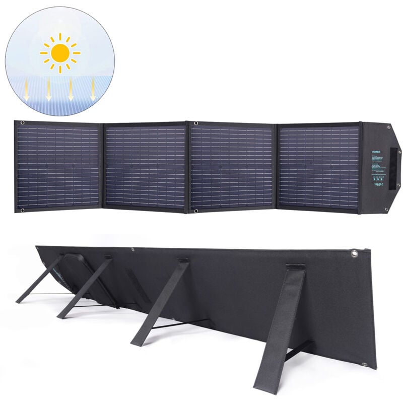 foto del prodotto caricabatterie solare 100w pieghevole usb c 2xusb pd qc nero