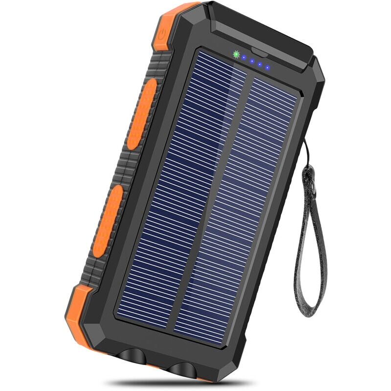 foto del prodotto caricabatterie solare 20000mah con 2 batterie esterne portatili usb ricarica rapida wireless powerbank per smartphone, tablet, campeggio all aperto