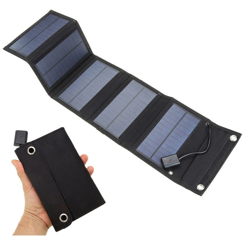 foto del prodotto caricabatterie solare usb da 5 v e 15 w, celle solari portatili, caricabatterie solari impermeabili, pannello solare usb, power bank con 5 pannelli