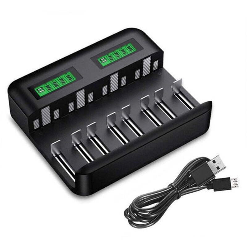 foto del prodotto caricabatterie universale lcd, caricabatterie universale per batterie ricaricabili aa aaa c d ni mh ni cd con ingresso usb,