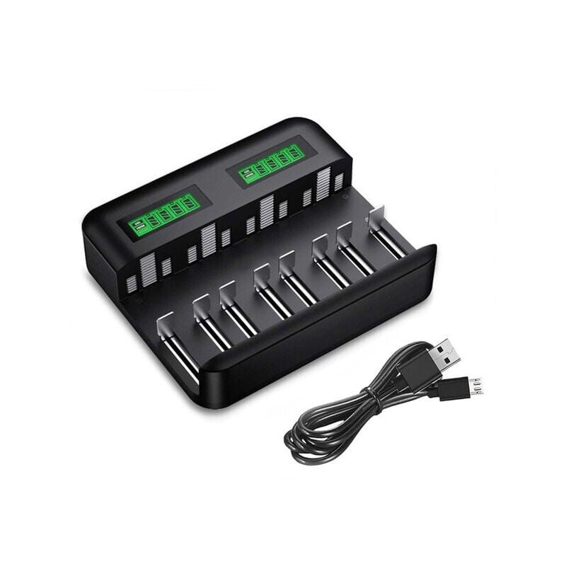 foto del prodotto caricabatterie universale lcd, caricabatterie universale per batterie ricaricabili aa aaa c d ni mh ni cd con ingresso usb,