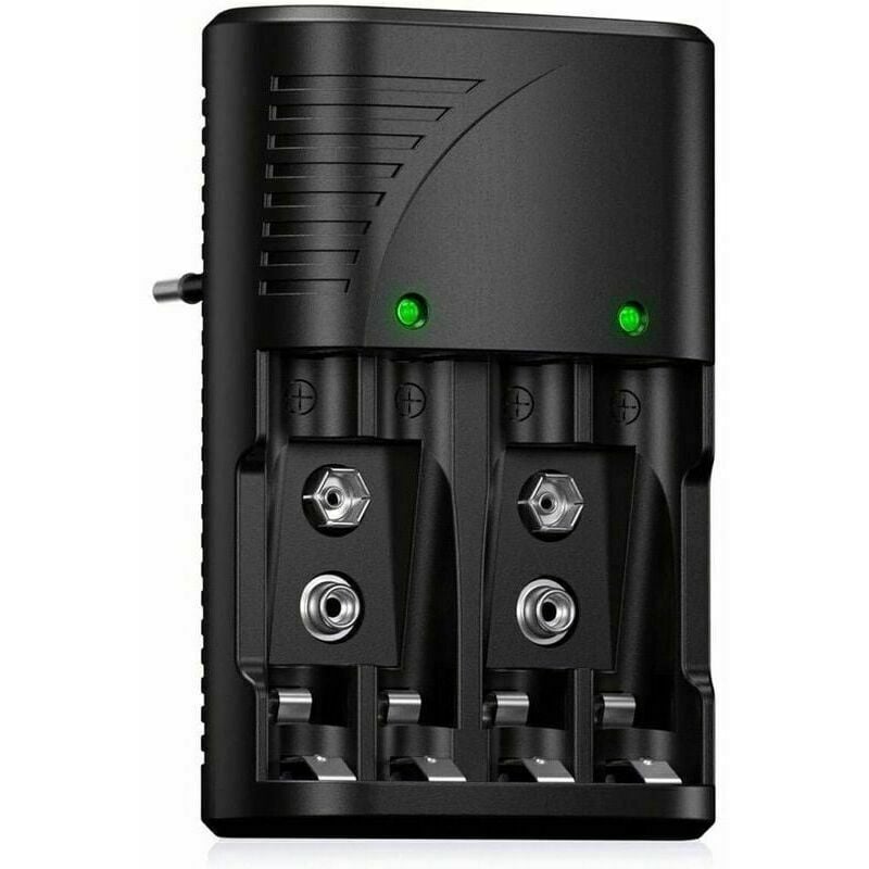 foto del prodotto caricabatterie universale per batterie aa aaa 9v, caricabatterie rapido 6802 per batterie aa aaa ni mh o 9v ricaricabili con display a led, tensione