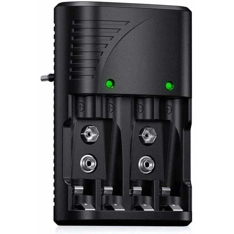 foto del prodotto caricabatterie universale per batterie aa aaa 9v, caricabatterie rapido 6802 per batterie aa aaa ni mh o ricaricabili da 9v con indicatore led,