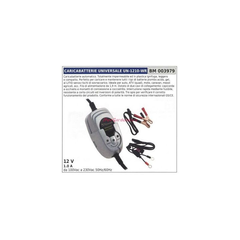 foto del prodotto caricabatterie universale un 1210 wr 12v 1.0 a da 100vac a 230vac 50760hz 003979