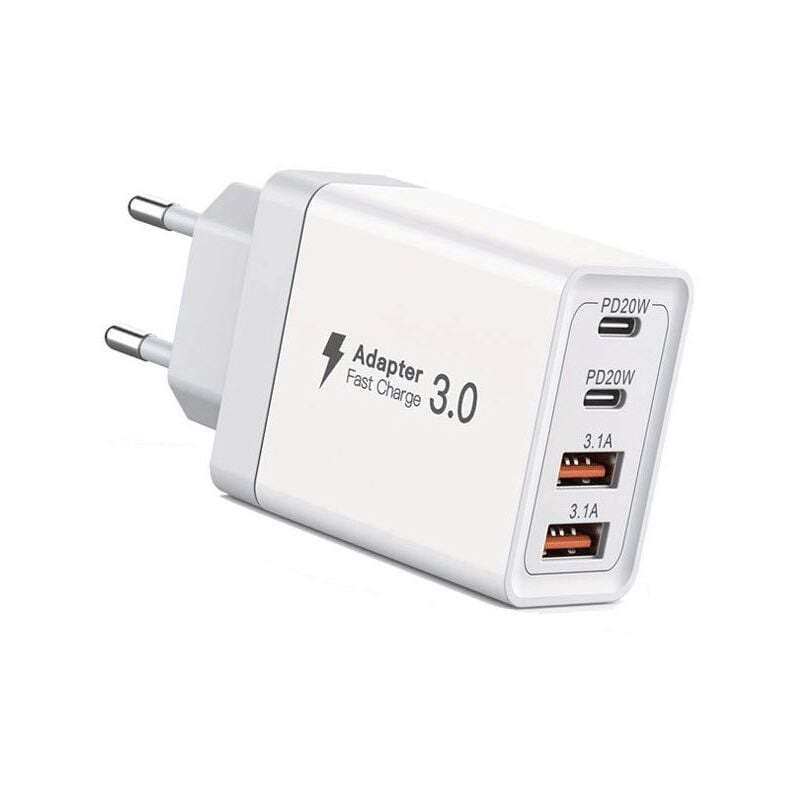 foto del prodotto caricabatterie usb c, caricabatterie rapido usb c a 4 porte da 55 w per iphone, adattatore multiporta pd qc 3.1 a di tipo c per iphone 16, 15, 14,