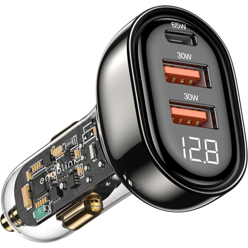 foto del prodotto caricabatterie usb per auto, caricabatteria mini usb c per auto da 25 w, ricarica rapida, 3 porte pd 3.0 e qc 3.0, caricabatteria usb per auto in